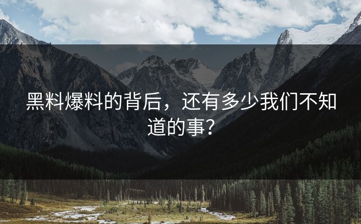 黑料爆料的背后，还有多少我们不知道的事？