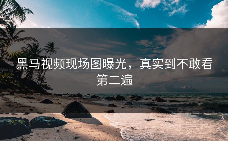 黑马视频现场图曝光，真实到不敢看第二遍