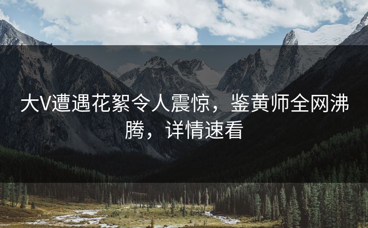 大V遭遇花絮令人震惊，鉴黄师全网沸腾，详情速看
