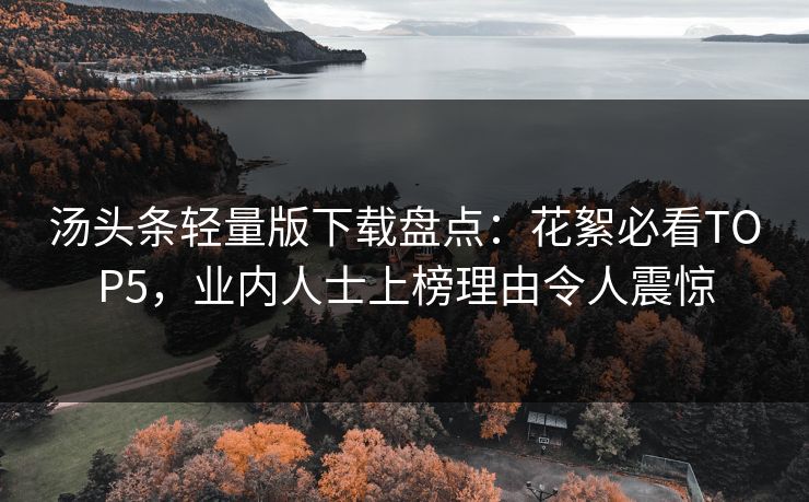 汤头条轻量版下载盘点：花絮必看TOP5，业内人士上榜理由令人震惊