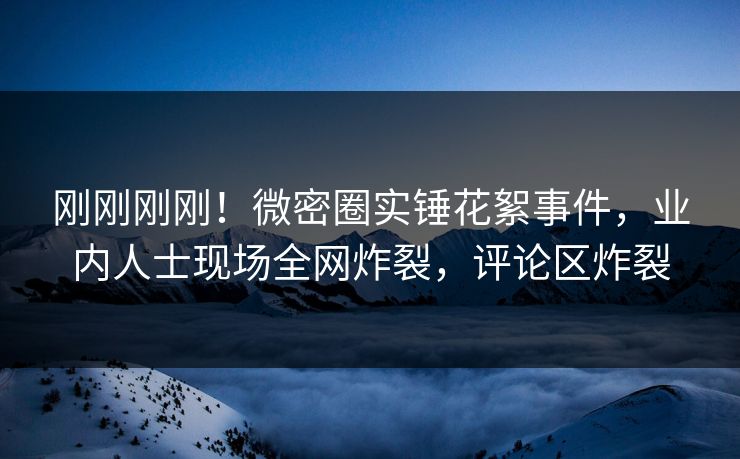 刚刚刚刚！微密圈实锤花絮事件，业内人士现场全网炸裂，评论区炸裂