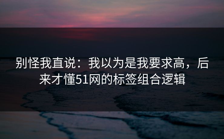 别怪我直说：我以为是我要求高，后来才懂51网的标签组合逻辑